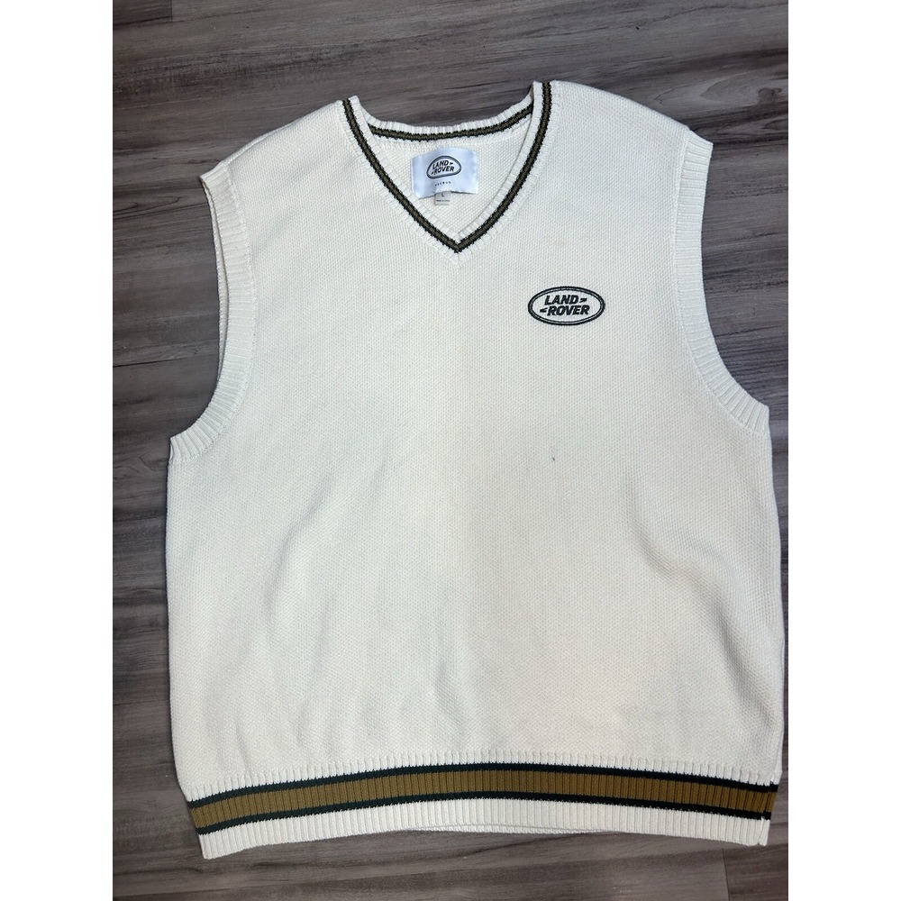 Land Rover V Neck Sweater Cream NWT Mens Large Pacsun